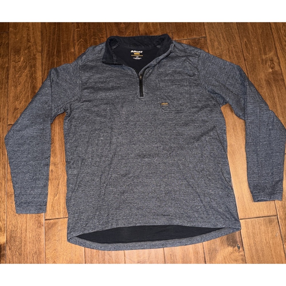 Ariat Rebar Quarter-Zip Pullover Mens L Charcoal Grey Workwear Utility Used
